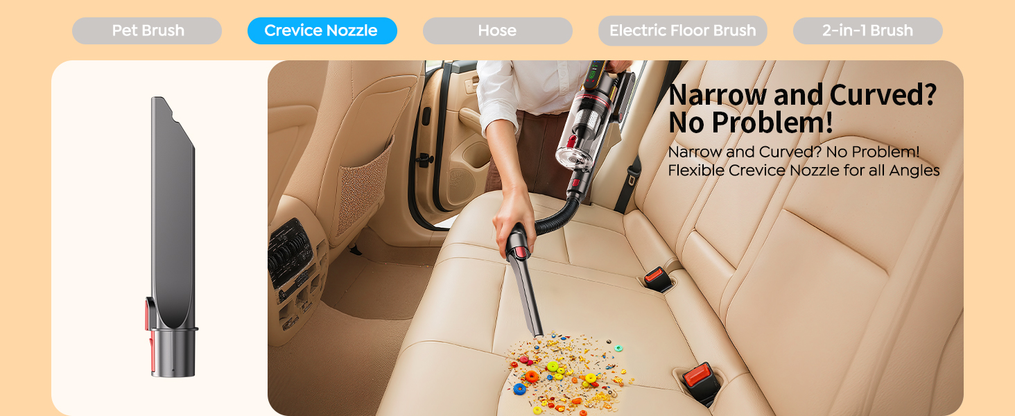 Cordless Vacuum Cleaner 55KPa 650W 70Mins Stick Vacuum Cleaners for Home with Pet Brush, 3.3Ft Hose, Wall Mount Charging, Auto Mode, Touchscreen, Self-Standing Vacuum for Pet Hair/Carpet/Car, Ultra10 detail 5