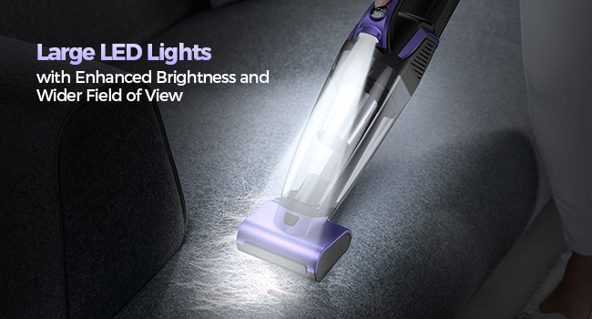 Pet Hair Handheld Vacuum Cordless: 20000PA High Power Car Vacuum with Motorized Brush and LED Light, Rechargeable Hand Held Vacuum Cleaner with Reusable Filter for Car, Home, Office & Pet, Purple detail 14