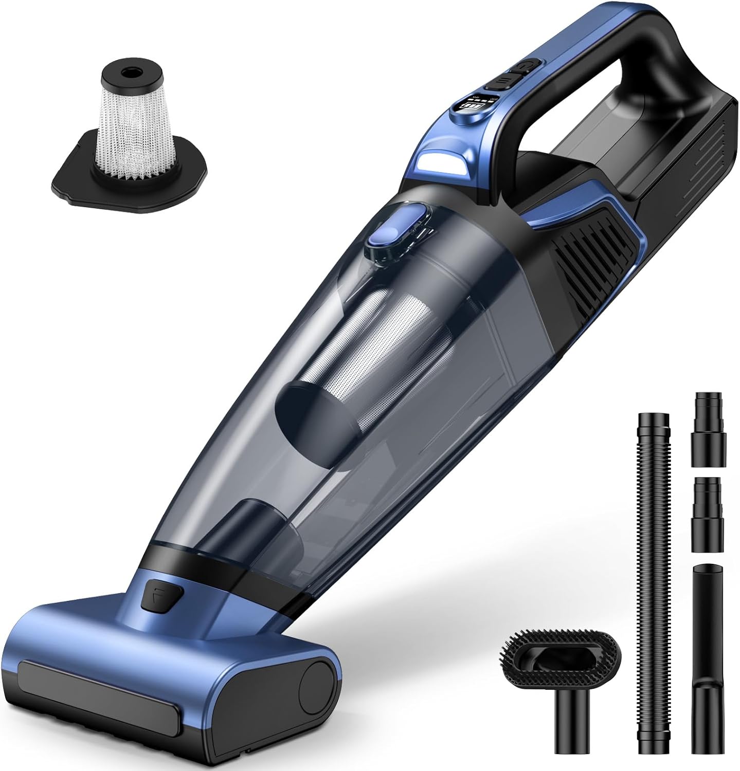 Pet Hair Handheld Vacuum Cordless: 20000PA High Power Car Vacuum with Motorized Brush and LED Light, Rechargeable Hand Held Vacuum Cleaner with Reusable Filter for Car, Home, Office & Pet, Purple detail 17