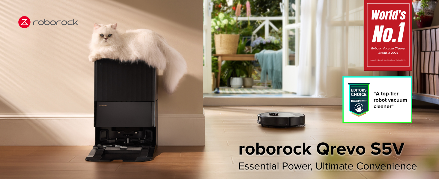 roborock Qrevo S5V Robot Vacuum and Mop, FlexiArm Edge Mopping, 12,000Pa Suction, Dual Zero-Tangle System, Smart Obstacle Avoidance, 10mm Mop Lifting, Auto Mop Washing&Drying, Self-Emptying&Refilling detail 1