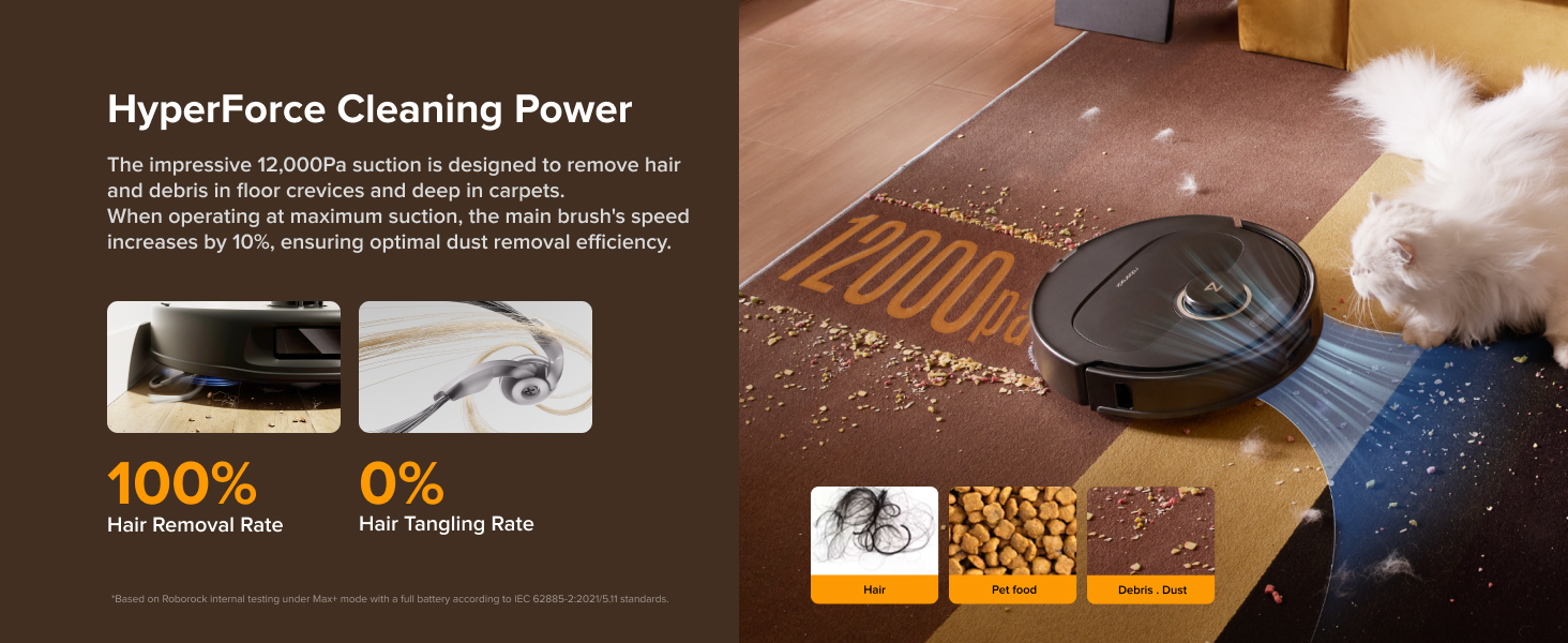 roborock Qrevo S5V Robot Vacuum and Mop, FlexiArm Edge Mopping, 12,000Pa Suction, Dual Zero-Tangle System, Smart Obstacle Avoidance, 10mm Mop Lifting, Auto Mop Washing&Drying, Self-Emptying&Refilling detail 3