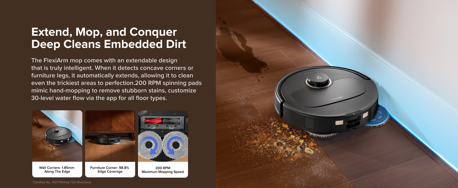 roborock Qrevo S5V Robot Vacuum and Mop, FlexiArm Edge Mopping, 12,000Pa Suction, Dual Zero-Tangle System, Smart Obstacle Avoidance, 10mm Mop Lifting, Auto Mop Washing&Drying, Self-Emptying&Refilling detail 6