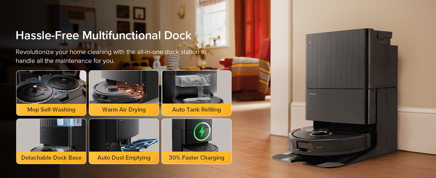 roborock Qrevo S5V Robot Vacuum and Mop, FlexiArm Edge Mopping, 12,000Pa Suction, Dual Zero-Tangle System, Smart Obstacle Avoidance, 10mm Mop Lifting, Auto Mop Washing&Drying, Self-Emptying&Refilling detail 9