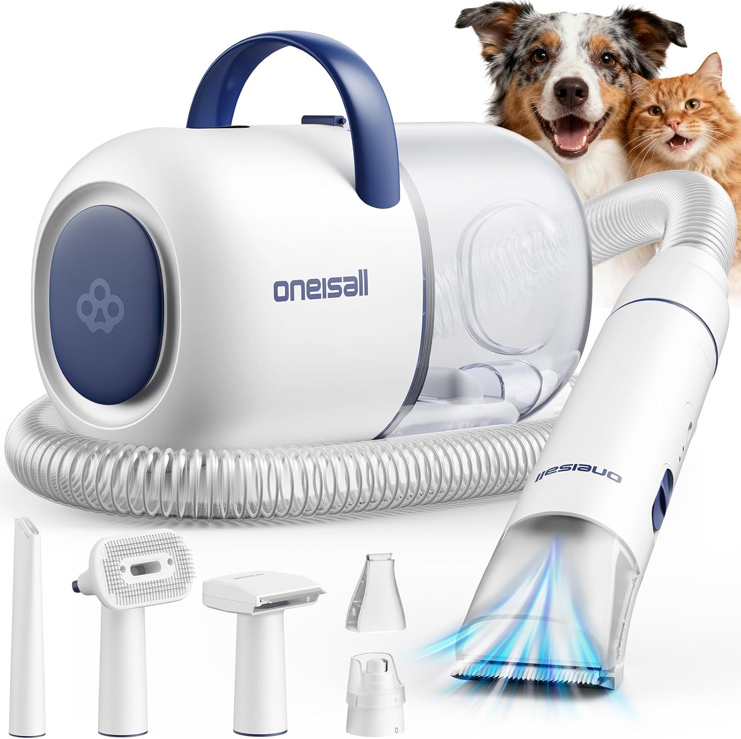 oneisall Dog Grooming Vacuum, 15000Pa Pet Vacuum Kit Shedding 99% Pet Hair, Dog Grooming Clippers with Trimmer Nail Grinder, ≤ 59dB Quiet Brush with 6 Tools, 2L Canister for Home Cleaning,Cozy SE 2 detail 13
