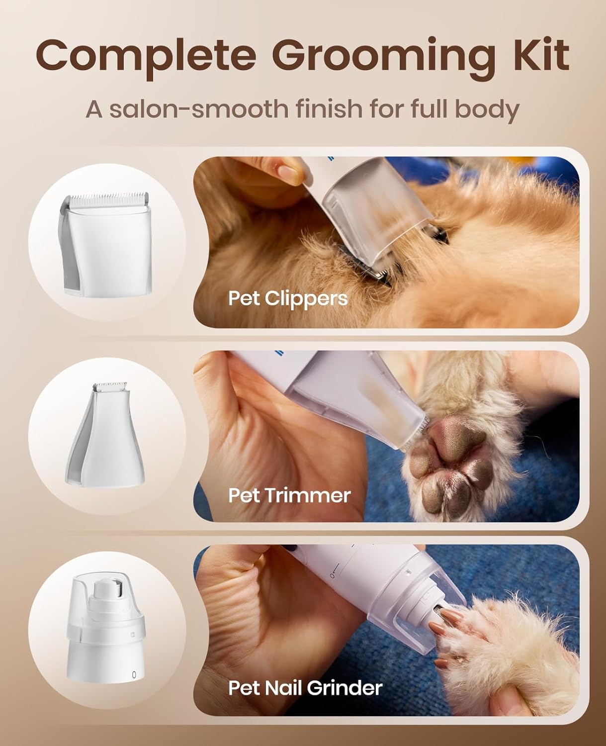 oneisall Dog Grooming Vacuum, 15000Pa Pet Vacuum Kit Shedding 99% Pet Hair, Dog Grooming Clippers with Trimmer Nail Grinder, ≤ 59dB Quiet Brush with 6 Tools, 2L Canister for Home Cleaning,Cozy SE 2 detail 18