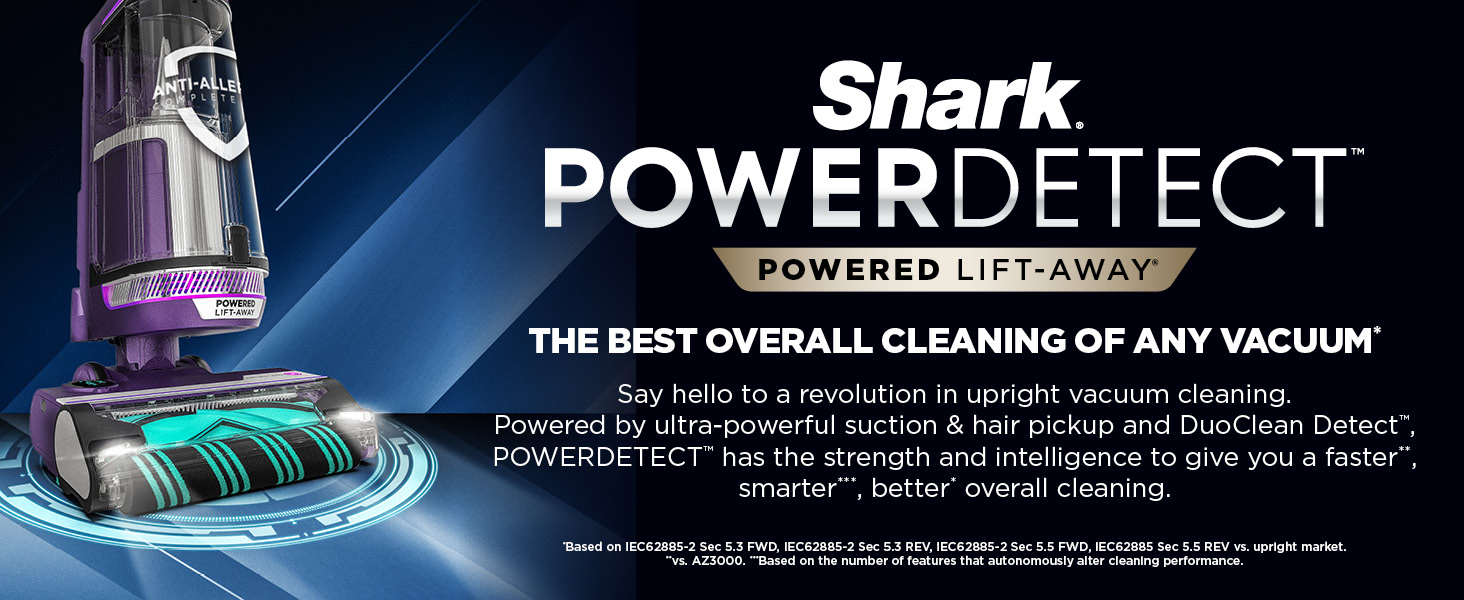 Shark POWERDETECT Upright Vacuum Cleaner with HEPA Filter, Heavy Duty Vacuum with Powerful Suction for Pet Hair Pickup, DuoClean Technology, Powered Lift-Away, Ideal for Carpets & Hardfloors, AZ4002 detail 1
