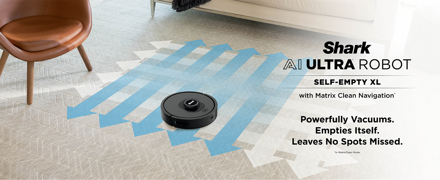 Shark AV2501S AI Ultra Robot Vacuum, with Matrix Clean, Home Mapping, 30-Day Capacity HEPA Bagless Self Empty Base, Perfect for Pet Hair, Wifi, Dark Grey detail 1