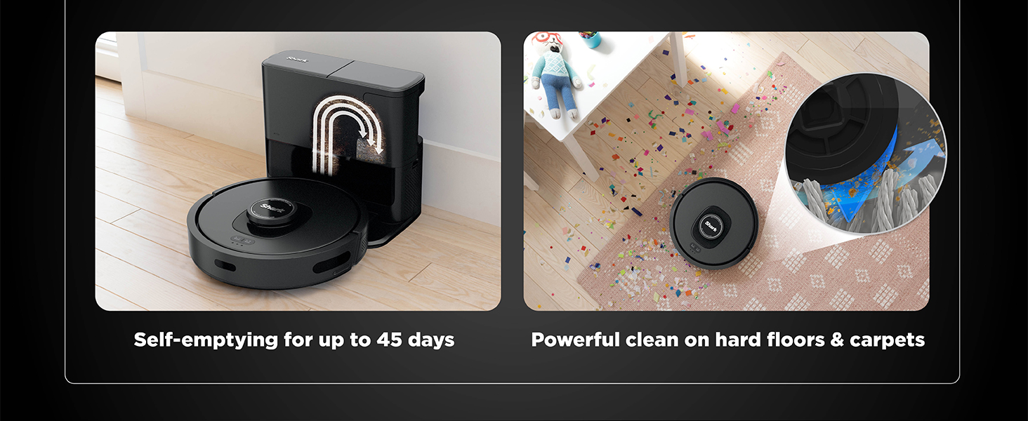 Shark AV2501S AI Ultra Robot Vacuum, with Matrix Clean, Home Mapping, 30-Day Capacity HEPA Bagless Self Empty Base, Perfect for Pet Hair, Wifi, Dark Grey detail 3