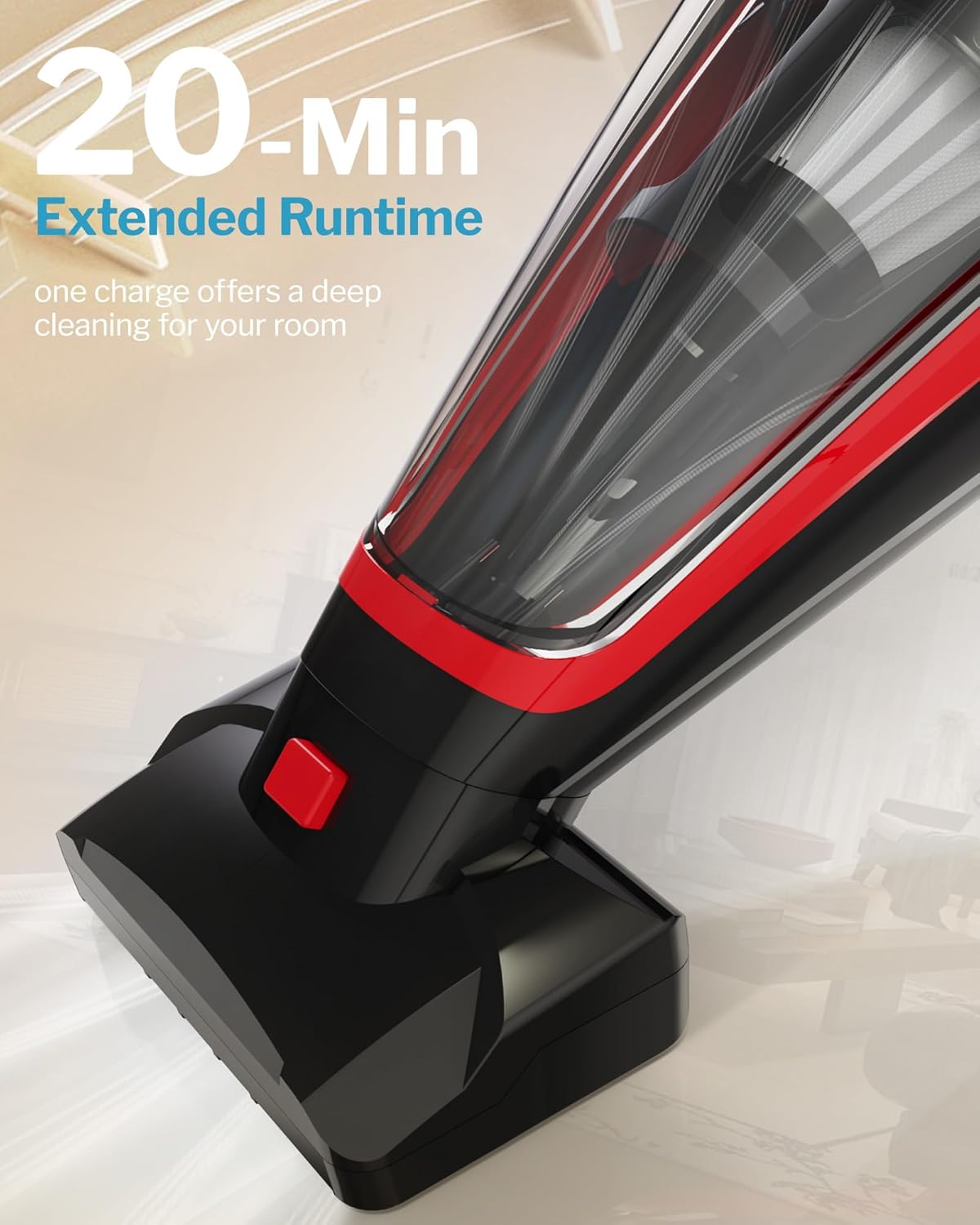 Powools Pet Hair Handheld Vacuum Cordless, Car Vacuum Rechargeable with Reusable Filters, Motorized Brush and Multi-Accessories for Carpet, Couch & Stairs, Red, 17.0"X 4.6"X 6.6" detail 14