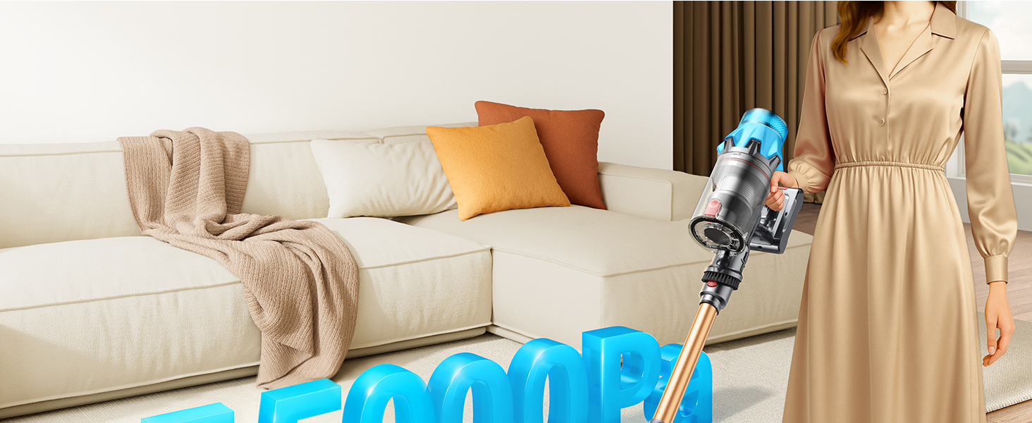 Cordless Vacuum Cleaner 650W/55Kpa, Stick Vacuum Cleaners 70 Mins Max Runtime with Charging Dock, Self-Standing Handheld Vacuum with Touch Display, 6-in-1 Vacuum Cleaner for Carpet/Hard Floor/Pet Hair detail 1