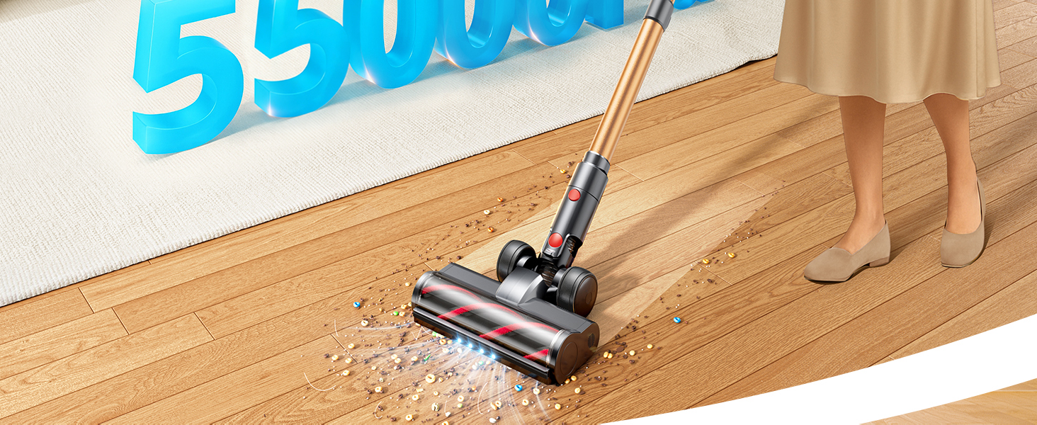 Cordless Vacuum Cleaner 650W/55Kpa, Stick Vacuum Cleaners 70 Mins Max Runtime with Charging Dock, Self-Standing Handheld Vacuum with Touch Display, 6-in-1 Vacuum Cleaner for Carpet/Hard Floor/Pet Hair detail 2