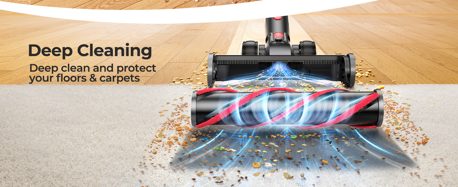 Cordless Vacuum Cleaner 650W/55Kpa, Stick Vacuum Cleaners 70 Mins Max Runtime with Charging Dock, Self-Standing Handheld Vacuum with Touch Display, 6-in-1 Vacuum Cleaner for Carpet/Hard Floor/Pet Hair detail 3