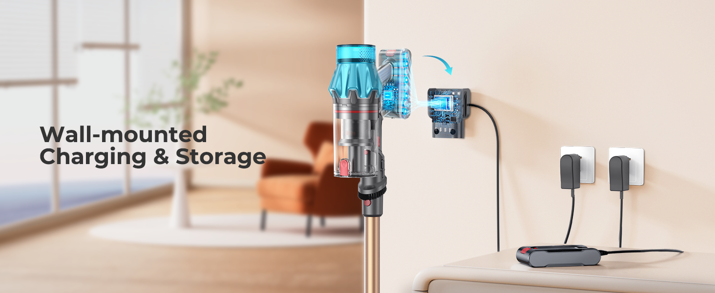 Cordless Vacuum Cleaner 650W/55Kpa, Stick Vacuum Cleaners 70 Mins Max Runtime with Charging Dock, Self-Standing Handheld Vacuum with Touch Display, 6-in-1 Vacuum Cleaner for Carpet/Hard Floor/Pet Hair detail 14