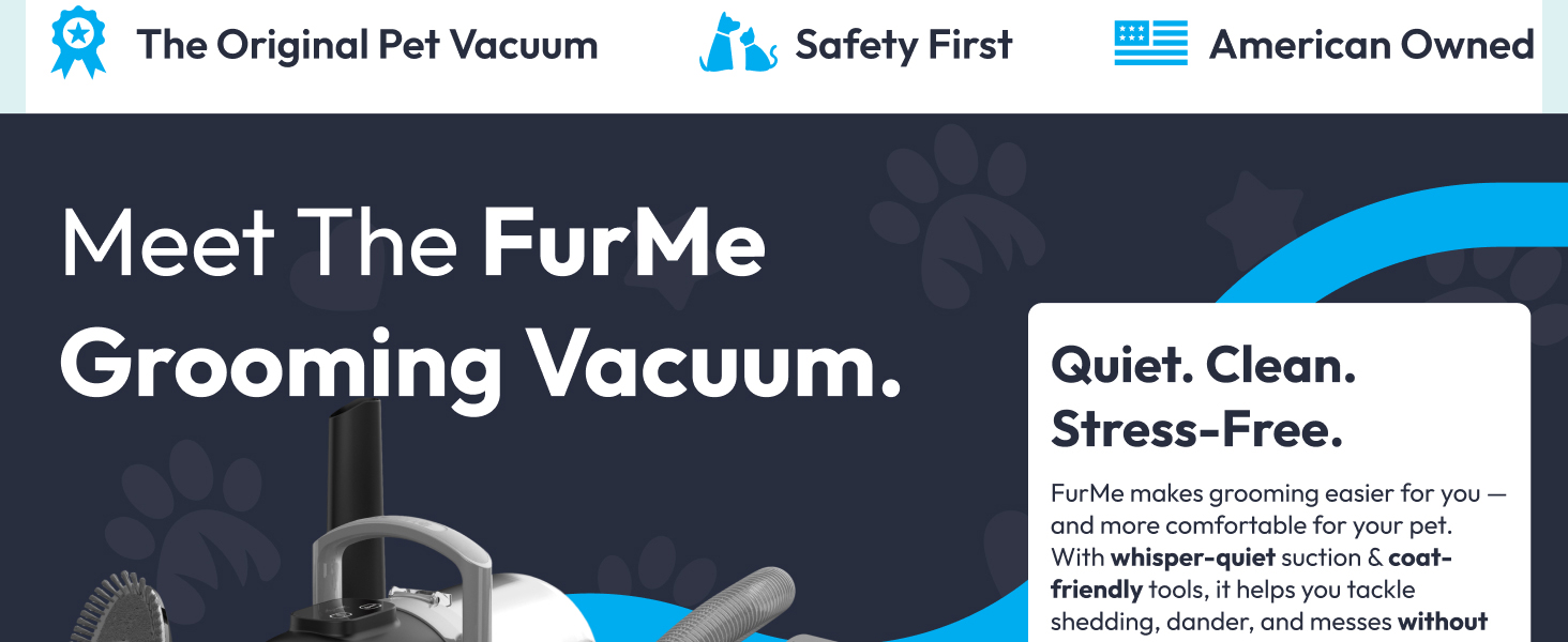 FurMe Original Pet Grooming Vacuum Kit - Cat & Dog Grooming Kit for Easy Pet Care at Home, Quiet & Safe Dog Hair Remover Machine with Brush, Clipper, Shedding & Cleaner Tools & 1L Canister detail 4