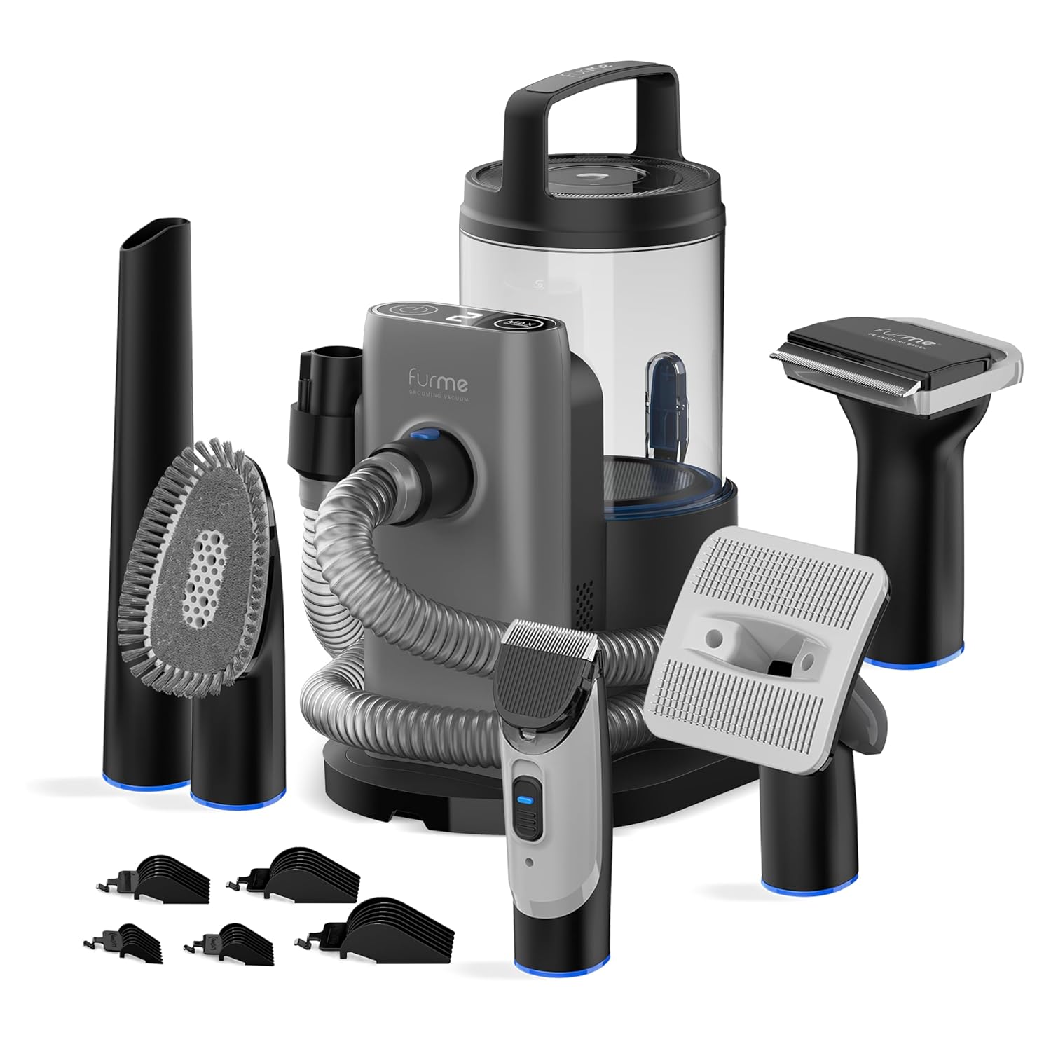 FurMe Original Pet Grooming Vacuum Kit - Cat & Dog Grooming Kit for Easy Pet Care at Home, Quiet & Safe Dog Hair Remover Machine with Brush, Clipper, Shedding & Cleaner Tools & 1L Canister detail 9