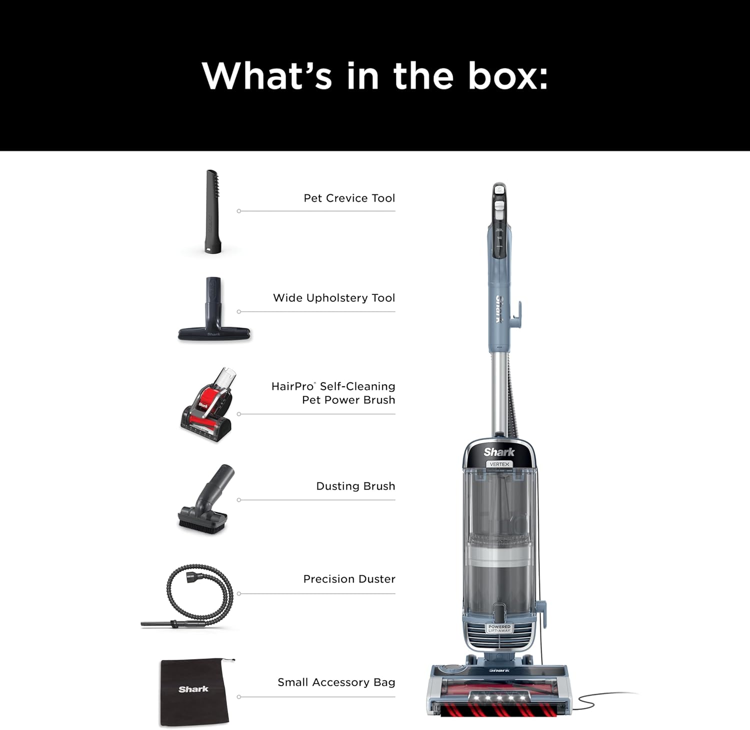 Shark Performance Powered Lift-Away Upright Vacuum, Ultra-Powerful Suction, No Hair Wrap, LED Headlights, Pet Hair Pickup, Carpets & Hardfloors, Odor Neutralizer Technology, Nordic Blue, UV2500 detail 9
