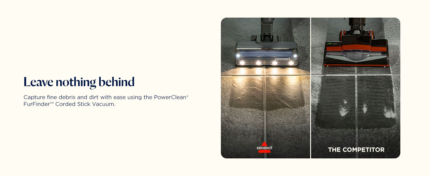 Bissell PowerClean FurFinder Corded Stick Vacuum, Tangle-Free Brush Roll, 30-Foot Power Cord, Self-Standing, HEPA Filtration, Bright Headlights, 4282K detail 5