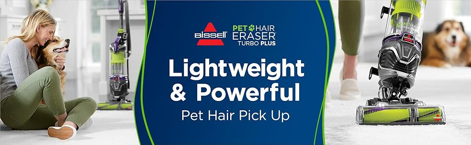 BISSELL 24613 Pet Hair Eraser Turbo Plus Lightweight Vacuum, Tangle-Free Brush Roll, Powerful Pet Hair Pick-up, SmartSeal Allergen System, Specialized Pet Tools, Easy Empty Dirt Tank detail 1