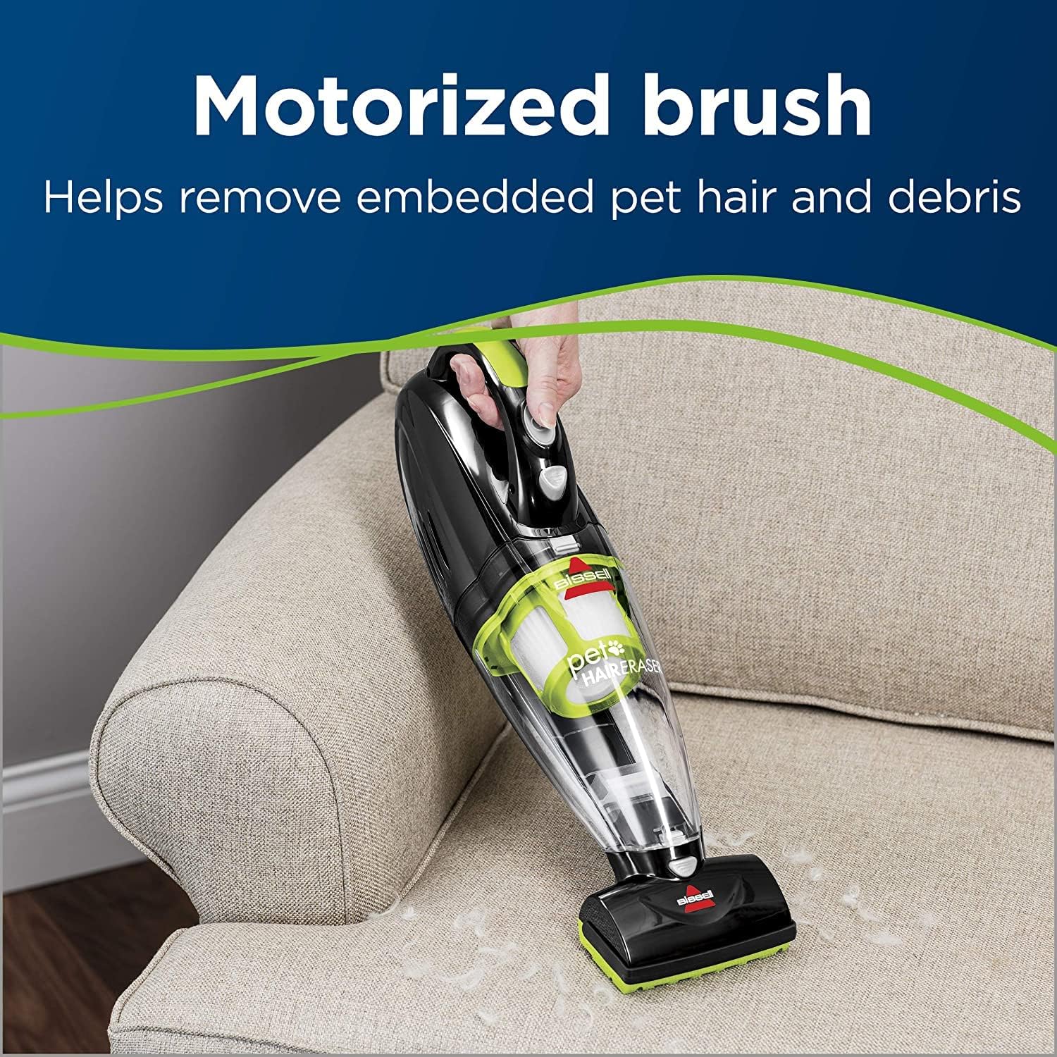 Bissell Pet Hair Eraser Cordless Hand Vacuum, Home, Auto, and Pet Vacuum, Crevice Tool, Upholstery Tool, and Motorized Brush Included, 1782 detail 16