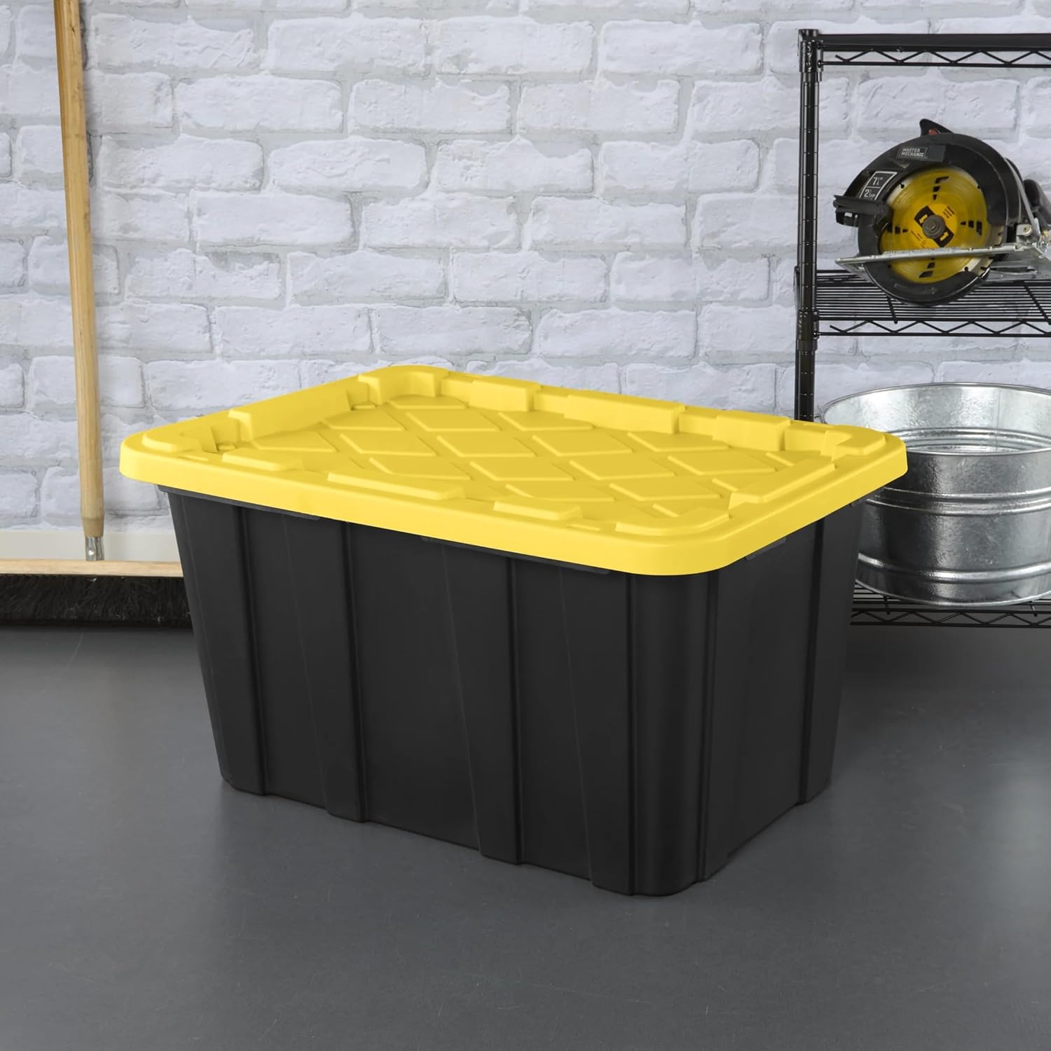 27 Gallon Plastic Storage Container with Snap-On Lid, Heavy-Duty Industrial - View 2