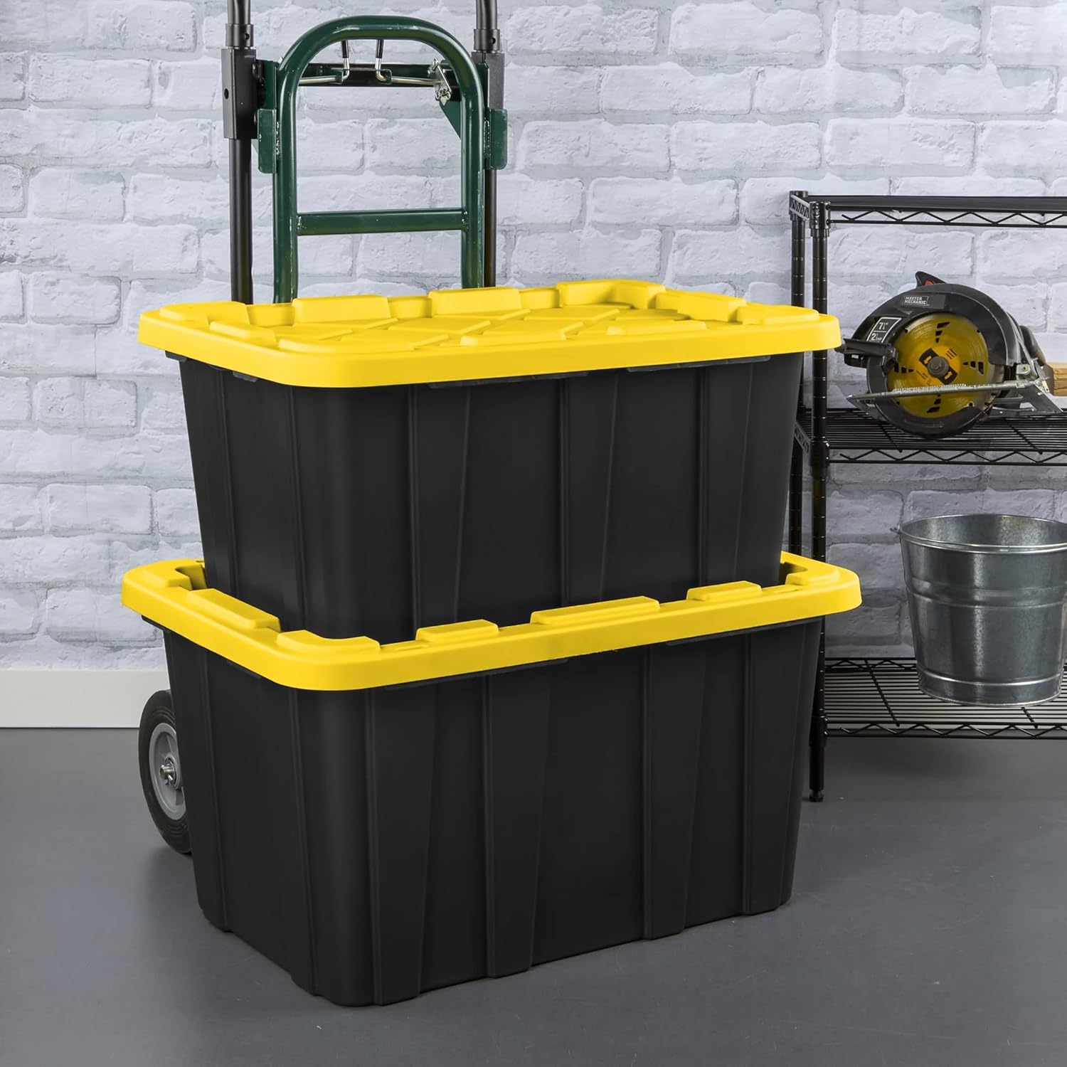 27 Gallon Plastic Storage Container with Snap-On Lid, Heavy-Duty Industrial - View 6