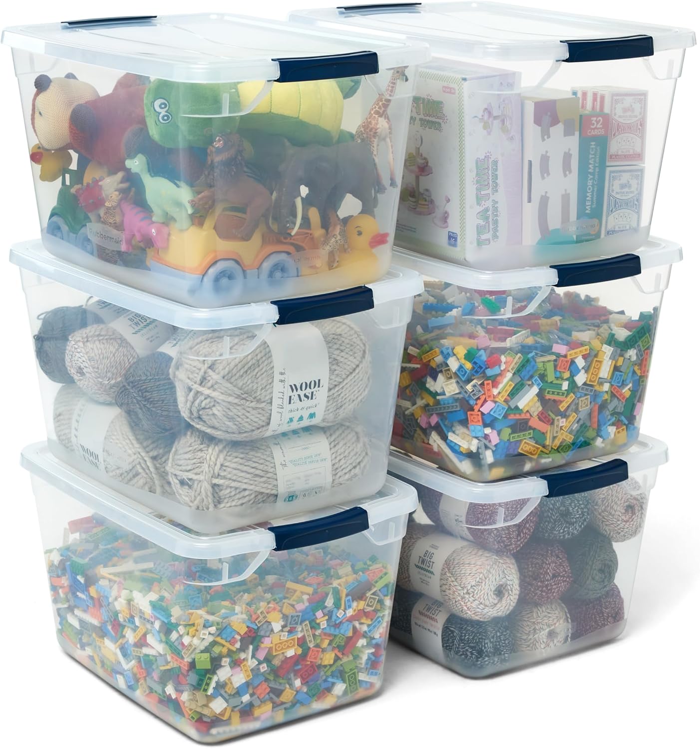 Rubbermaid Cleverstore Clear 32 Qt, 6 Pack Stackable Plastic Storage Bins with