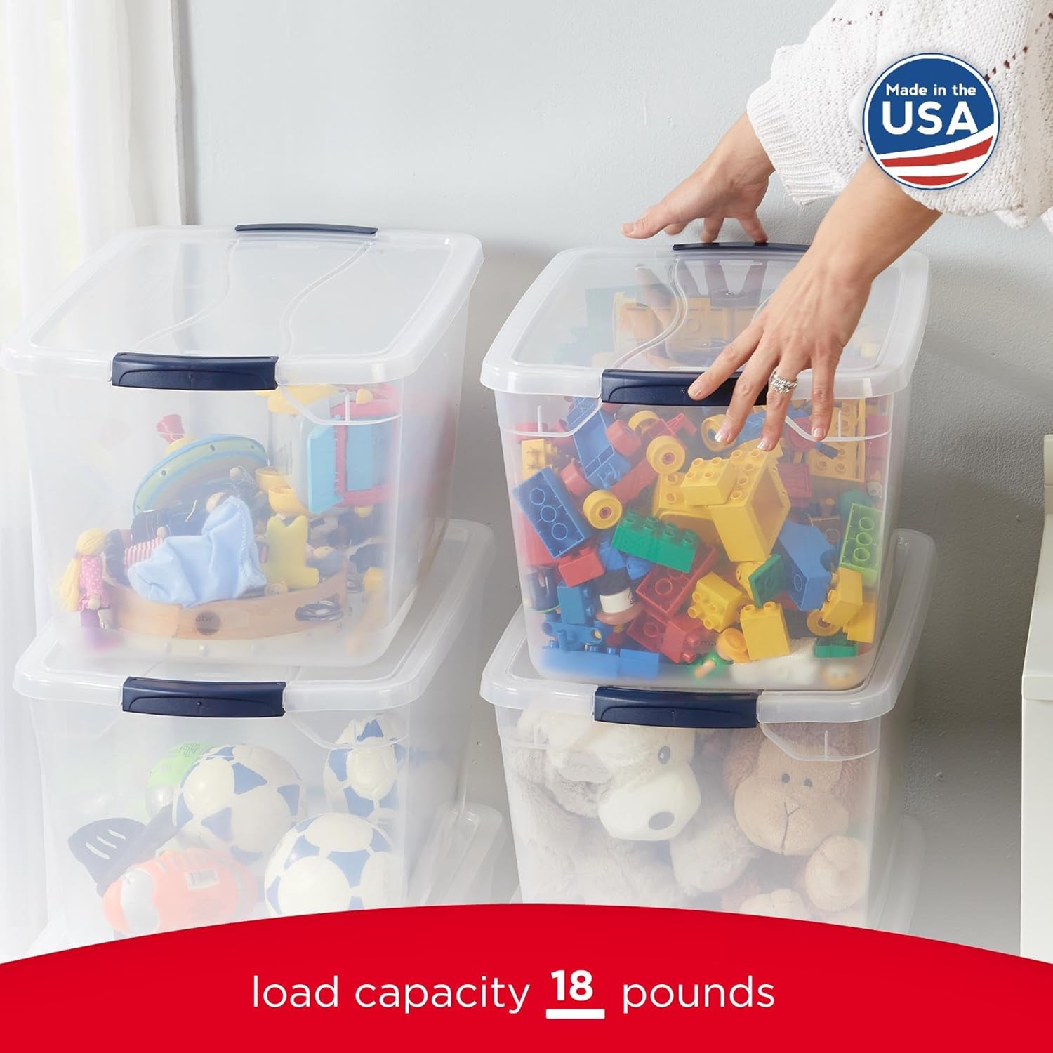 Rubbermaid Cleverstore Clear 32 Qt, 6 Pack Stackable Plastic Storage Bins with - View 6