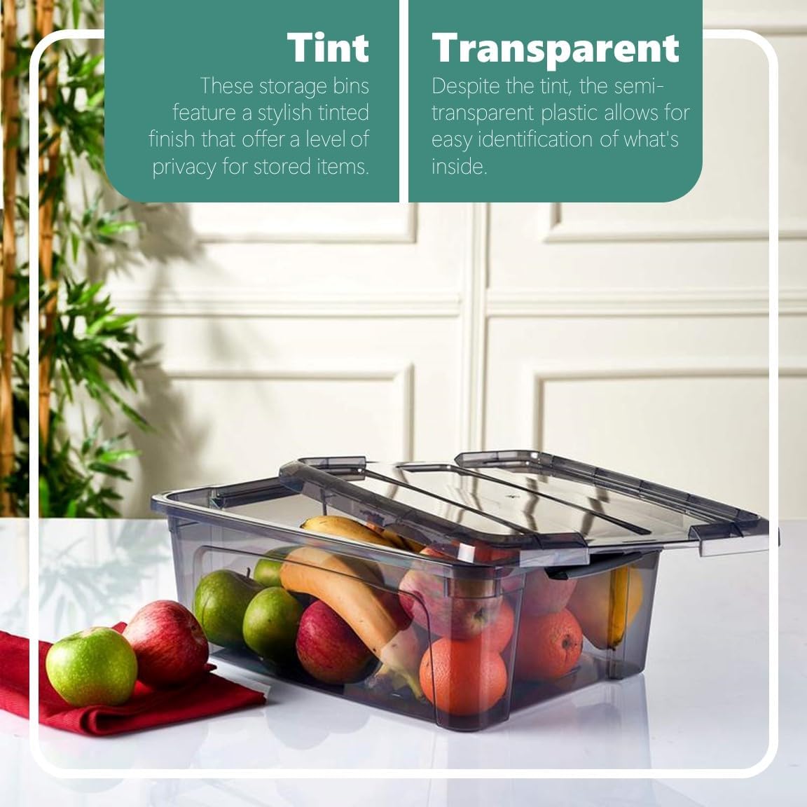 Tribello 12.5 Quart Storage Bins with Lids, Plastic Storage Containers with - View 4