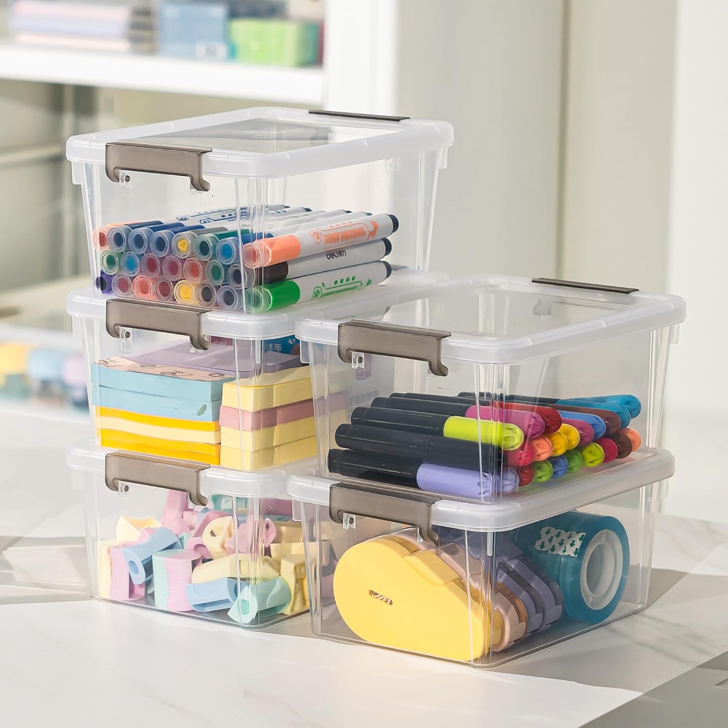 Anywish Small Storage Bins with Lids 3.2 QT Plastic Storage Containers for - View 2