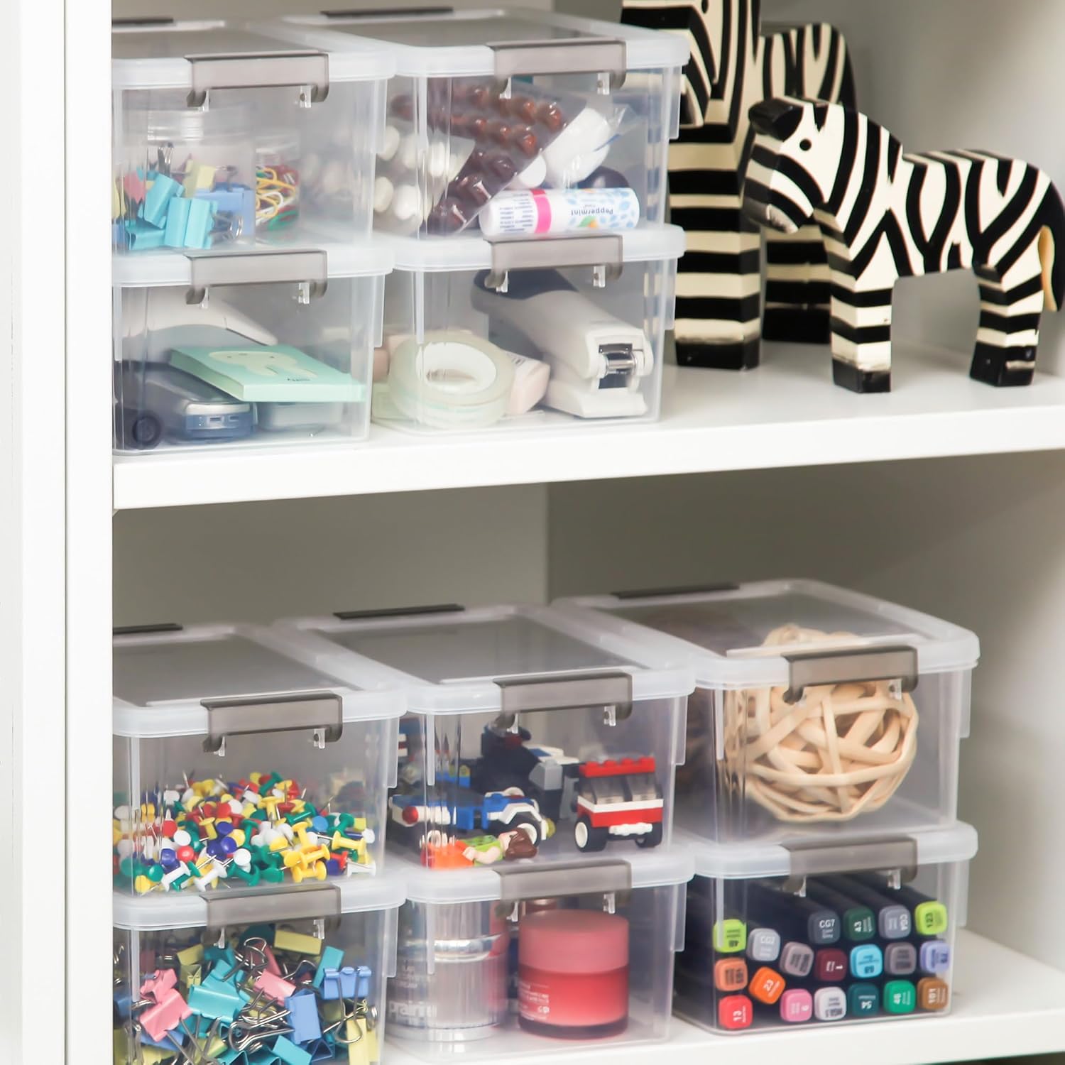 Anywish Small Storage Bins with Lids 3.2 QT Plastic Storage Containers for - View 5