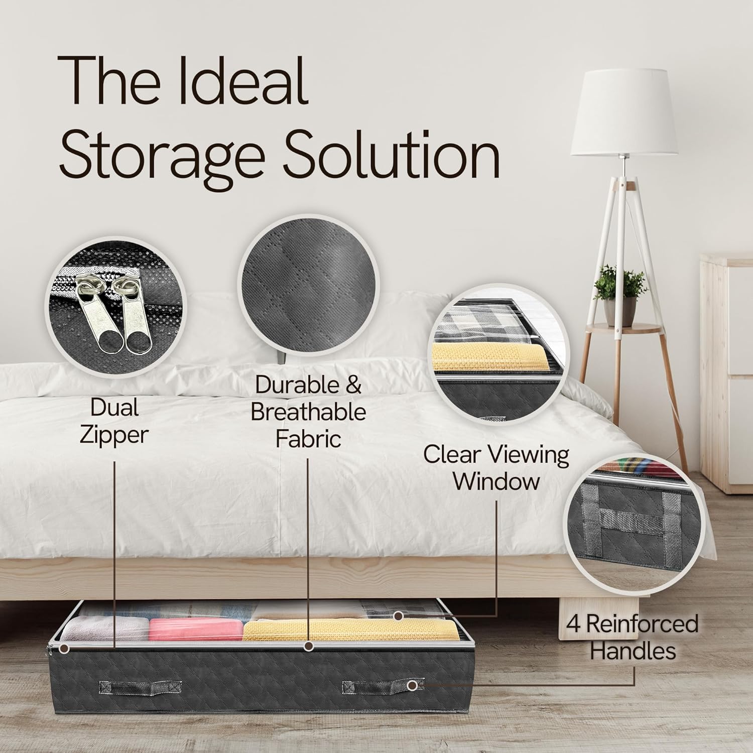 Reli. 90L Under Bed Storage Containers (8 Pack) | Closet Organizer with Clear - View 4