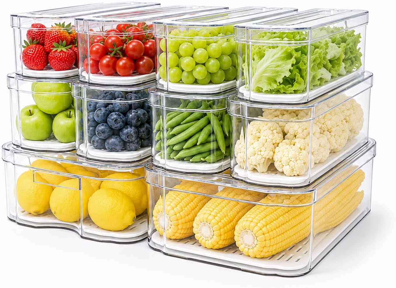8 Pack Refrigerator Organizers, Clear Pull-out Drawer Container and Organizer