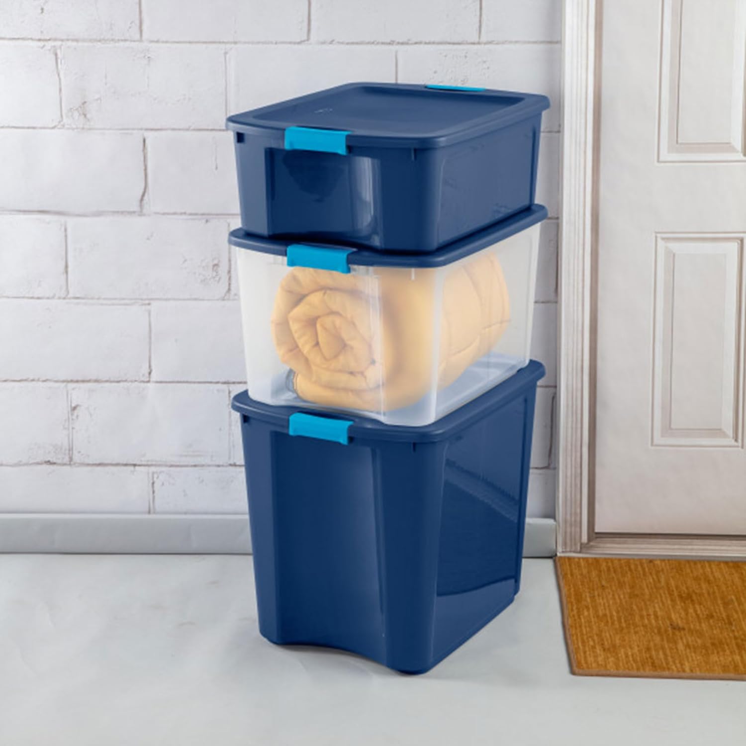 Sterilite 18 Gal Latch and Carry, Stackable Storage Bin with Latching Lid, - View 2
