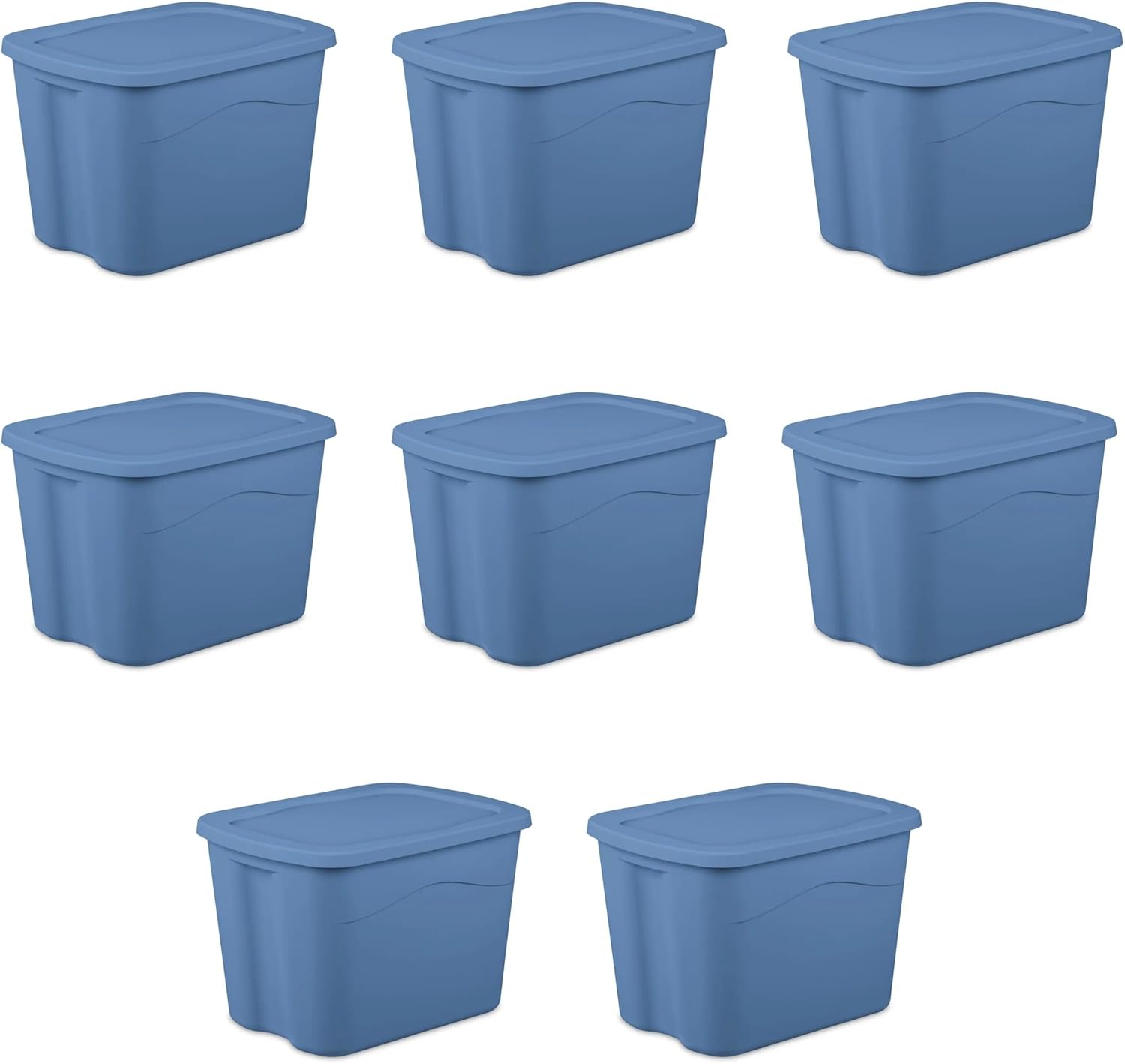 18-Gallon Plastic Storage Bins with Snap-on Lids - 8-Pack, Home Organization