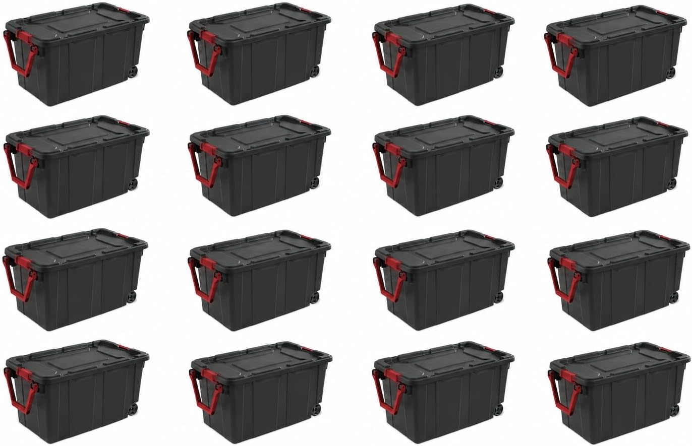GardenNest Black 16-Pack 40-Gallon Wheeled Storage Bins Storage Box with