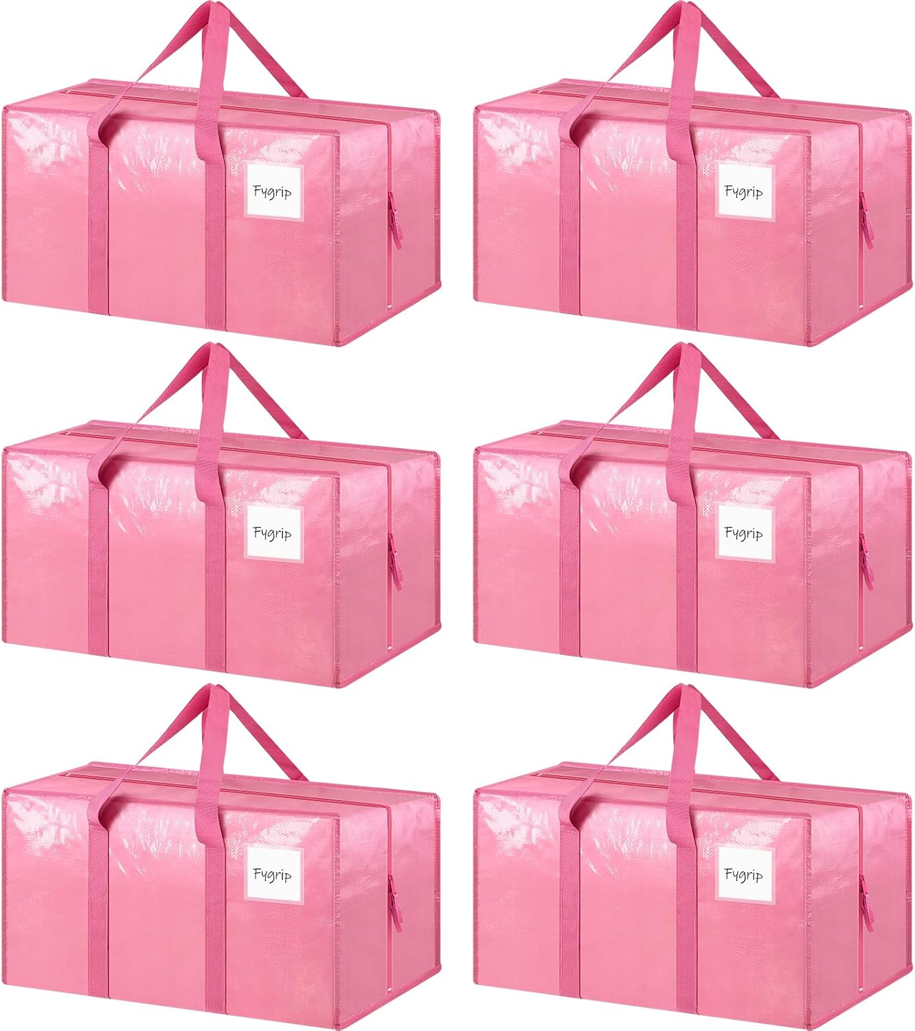 6 Pack Extra Heavy Duty Large Moving Bags with Strong Zipper & Comfortable