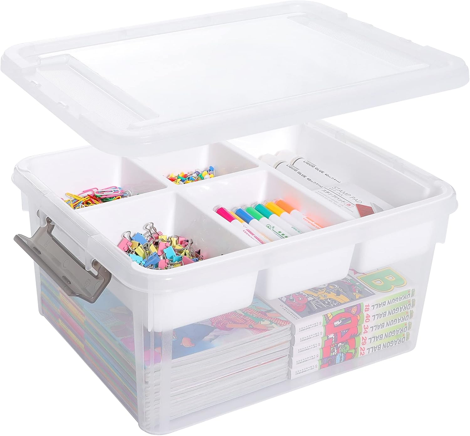 Citylife 17 QT Plastic Storage Box with Removable Tray Craft Organizers and - View 2