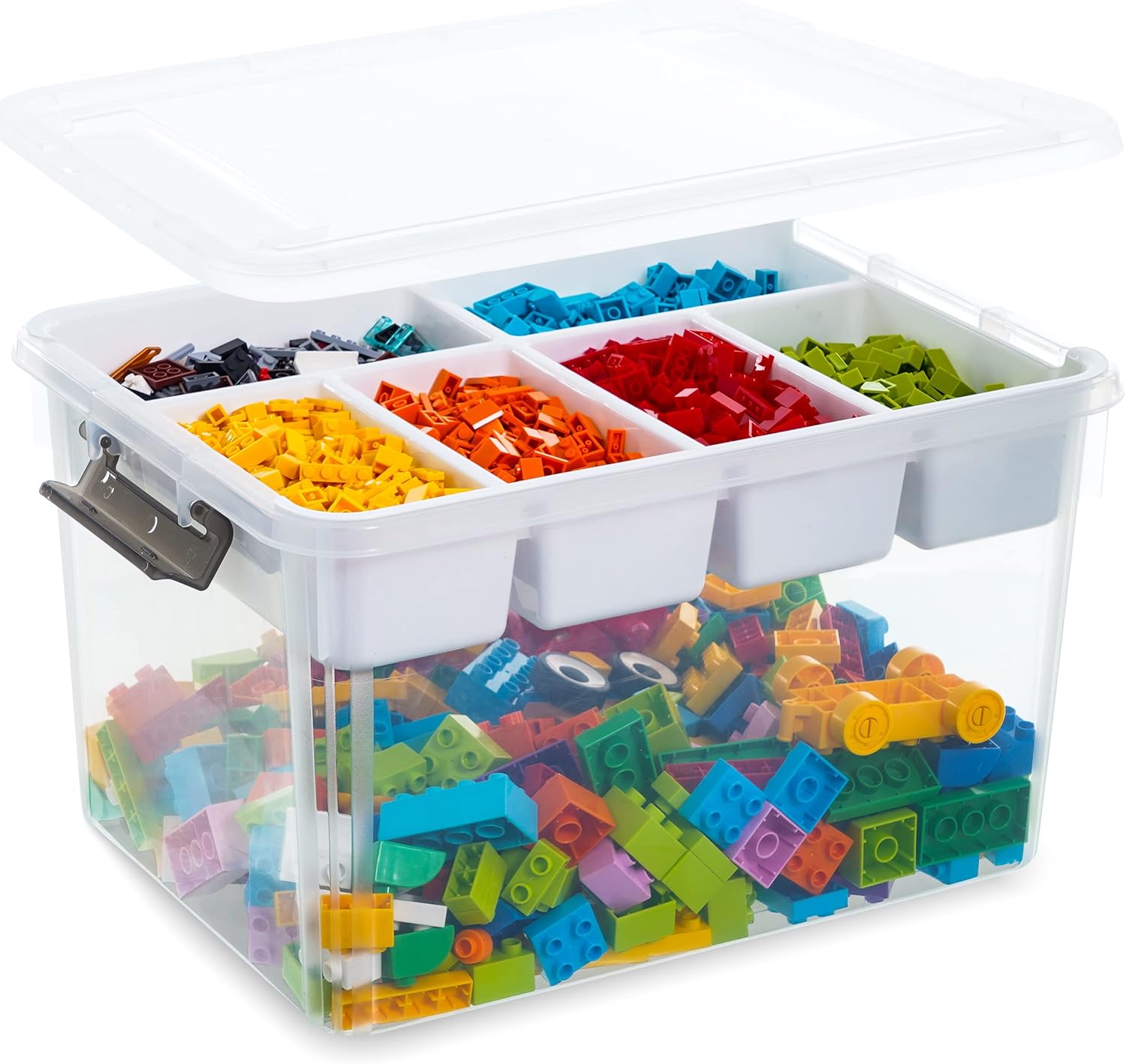 Citylife 17 QT Plastic Storage Box with Removable Tray Craft Organizers and - View 3