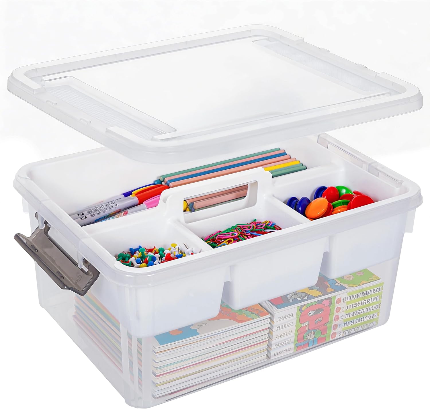 Citylife 17 QT Plastic Storage Box with Removable Tray Craft Organizers and - View 4