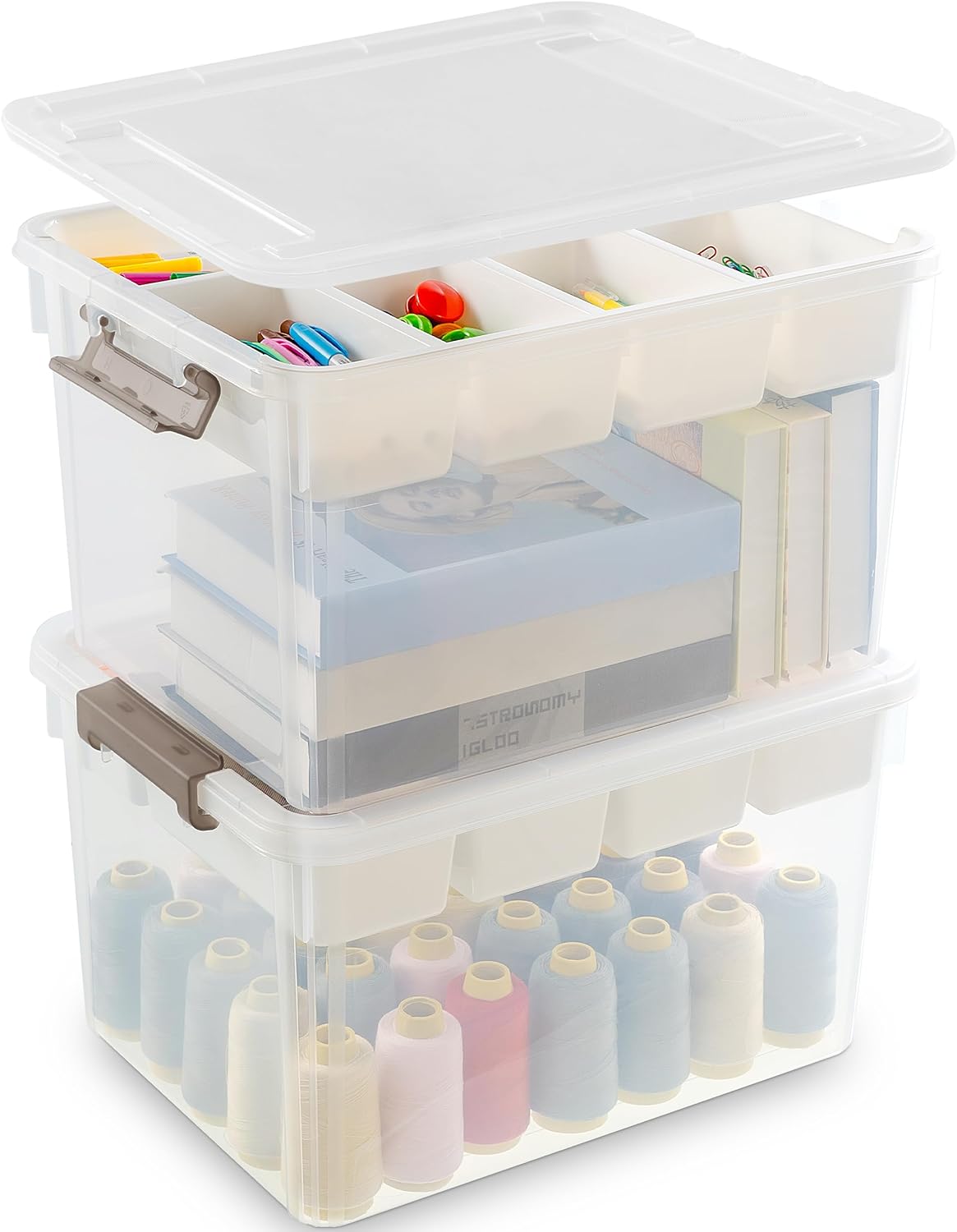 Citylife 17 QT Plastic Storage Box with Removable Tray Craft Organizers and - View 6