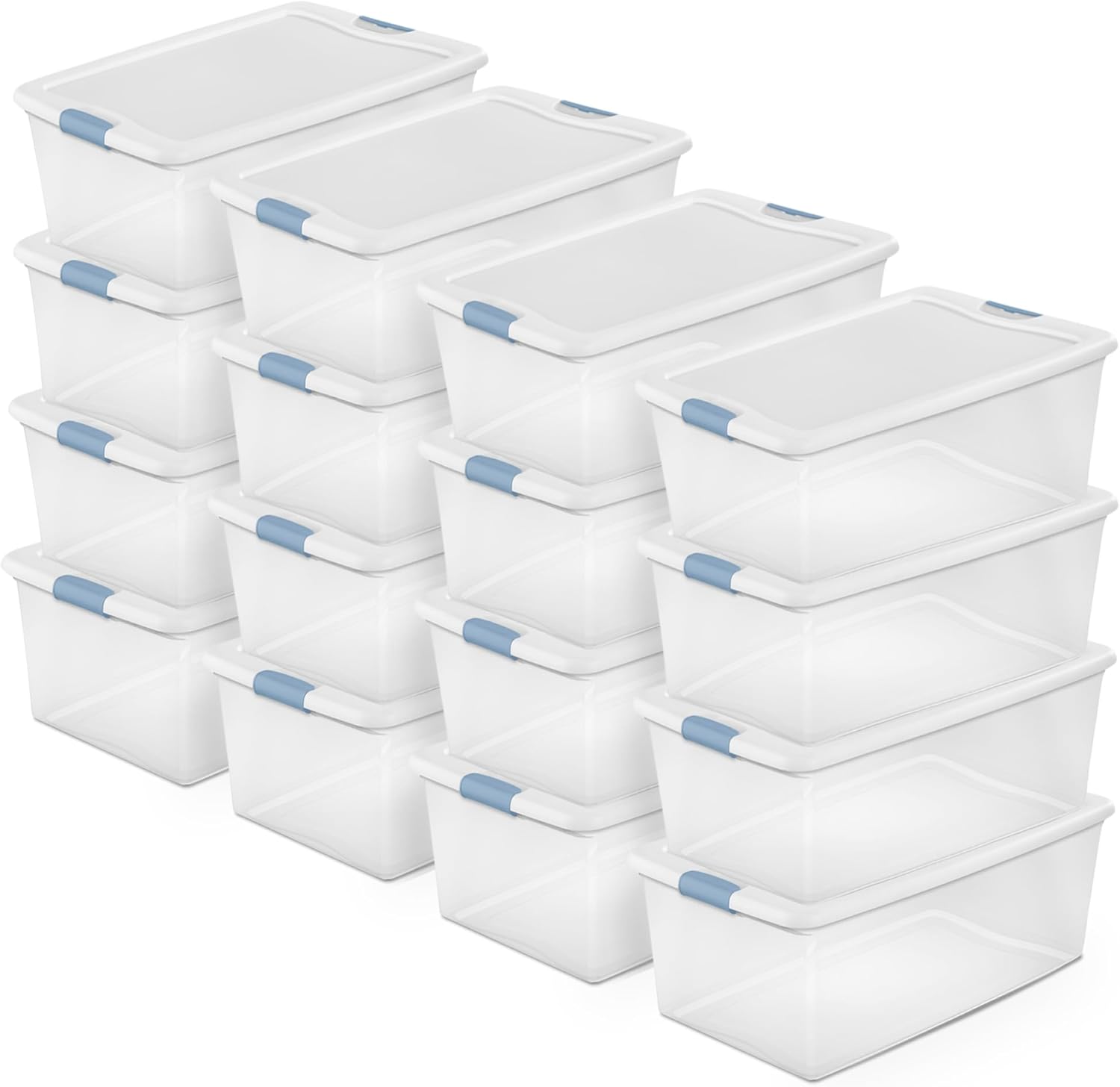 Sterilite 4-Pack Latching Box, Clear Plastic 64 Quart Storage Container with - View 4