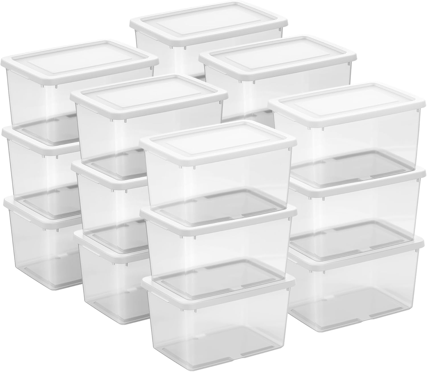 Sterilite 12-Pack 6 Quart Storage Boxes, Stackable Clear Plastic Bins with - View 2