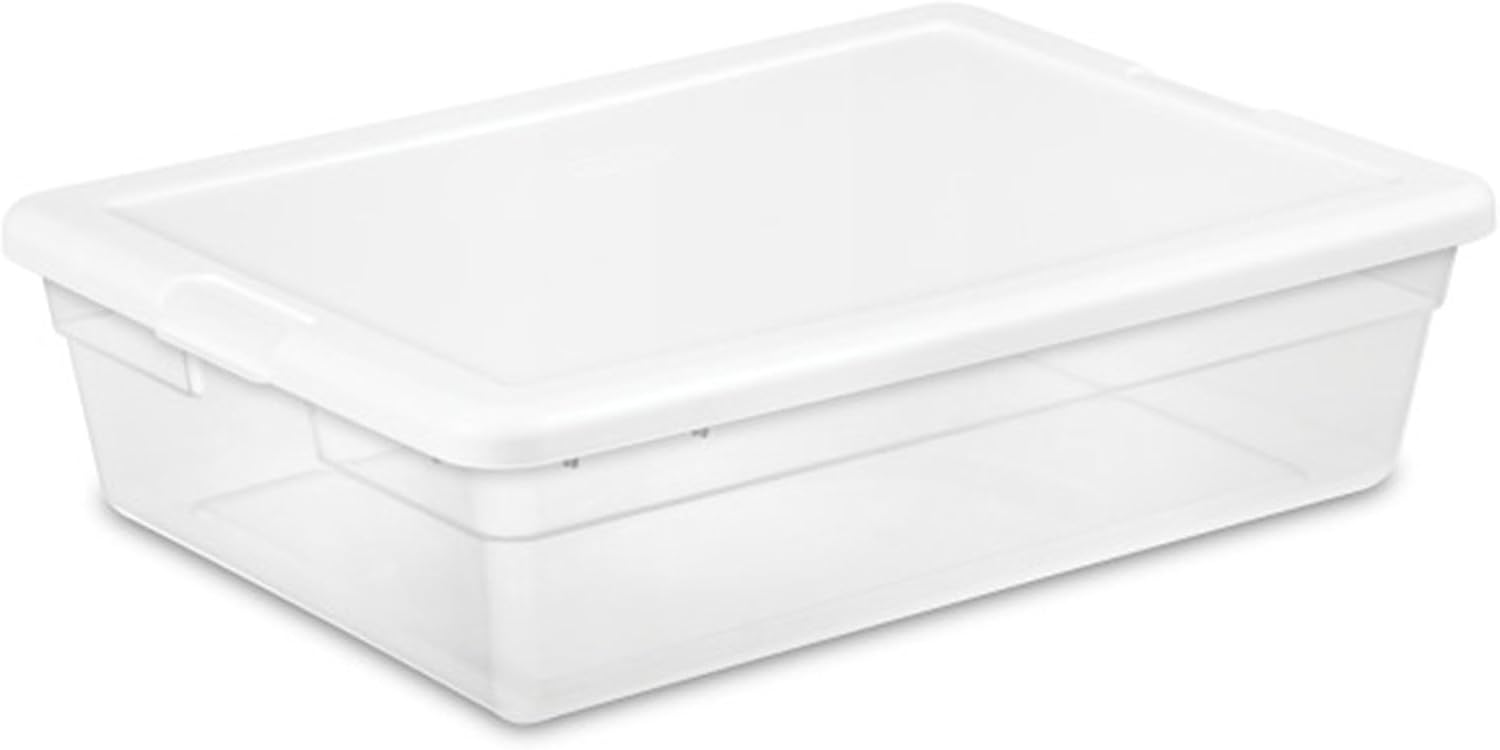 Sterilite 12-Pack 6 Quart Storage Boxes, Stackable Clear Plastic Bins with - View 4