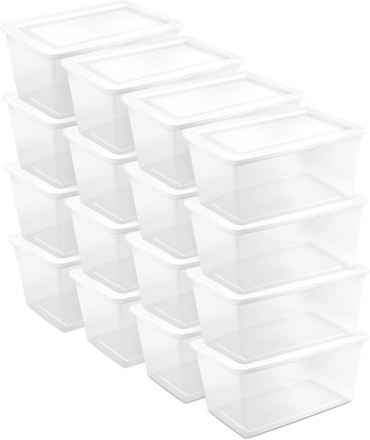 Sterilite 12-Pack 6 Quart Storage Boxes, Stackable Clear Plastic Bins with - View 5