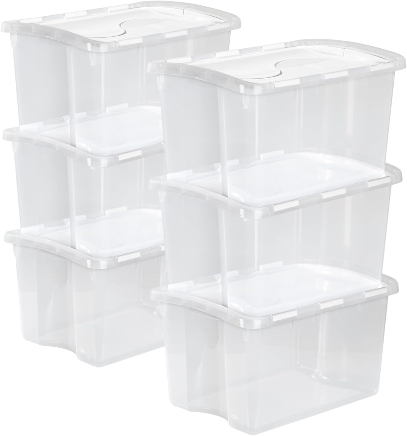 Sterilite 12-Pack 6 Quart Storage Boxes, Stackable Clear Plastic Bins with - View 6