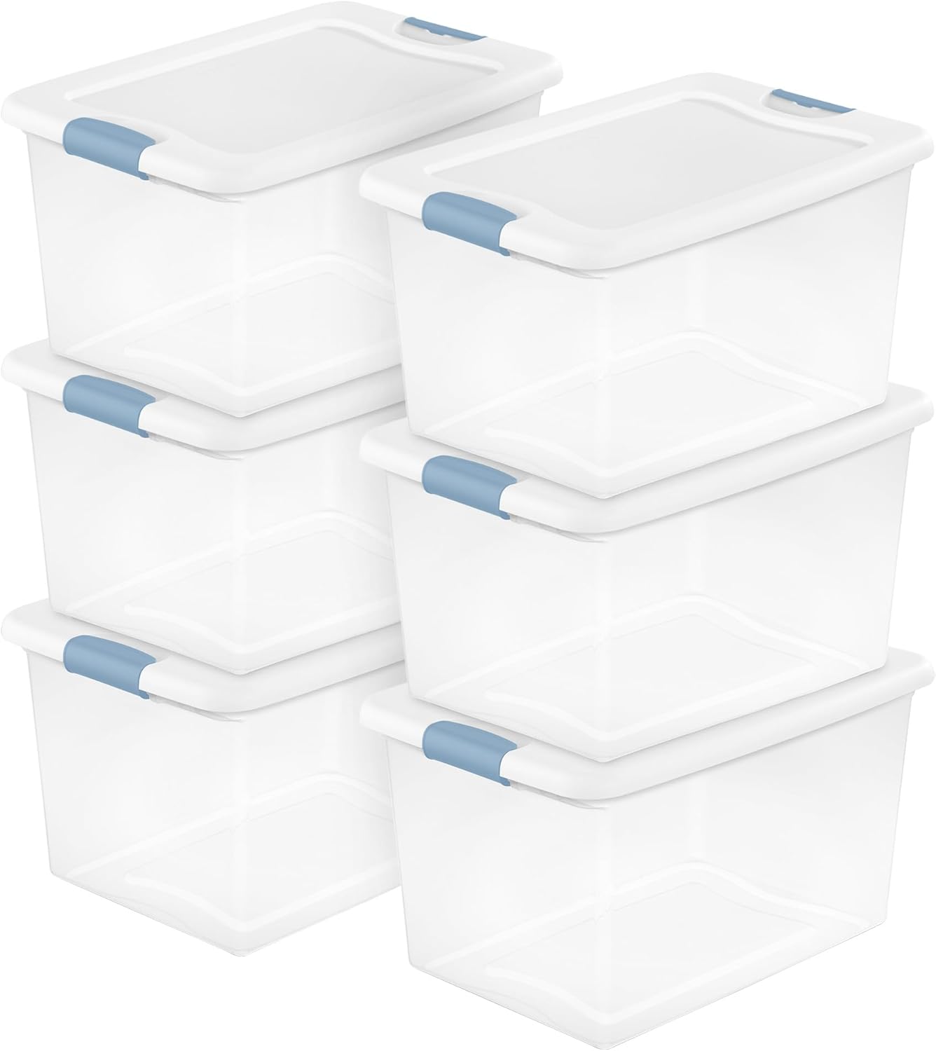Sterilite 6 Pack Latching Box, Clear Plastic 25 Quart Storage Container with - View 6