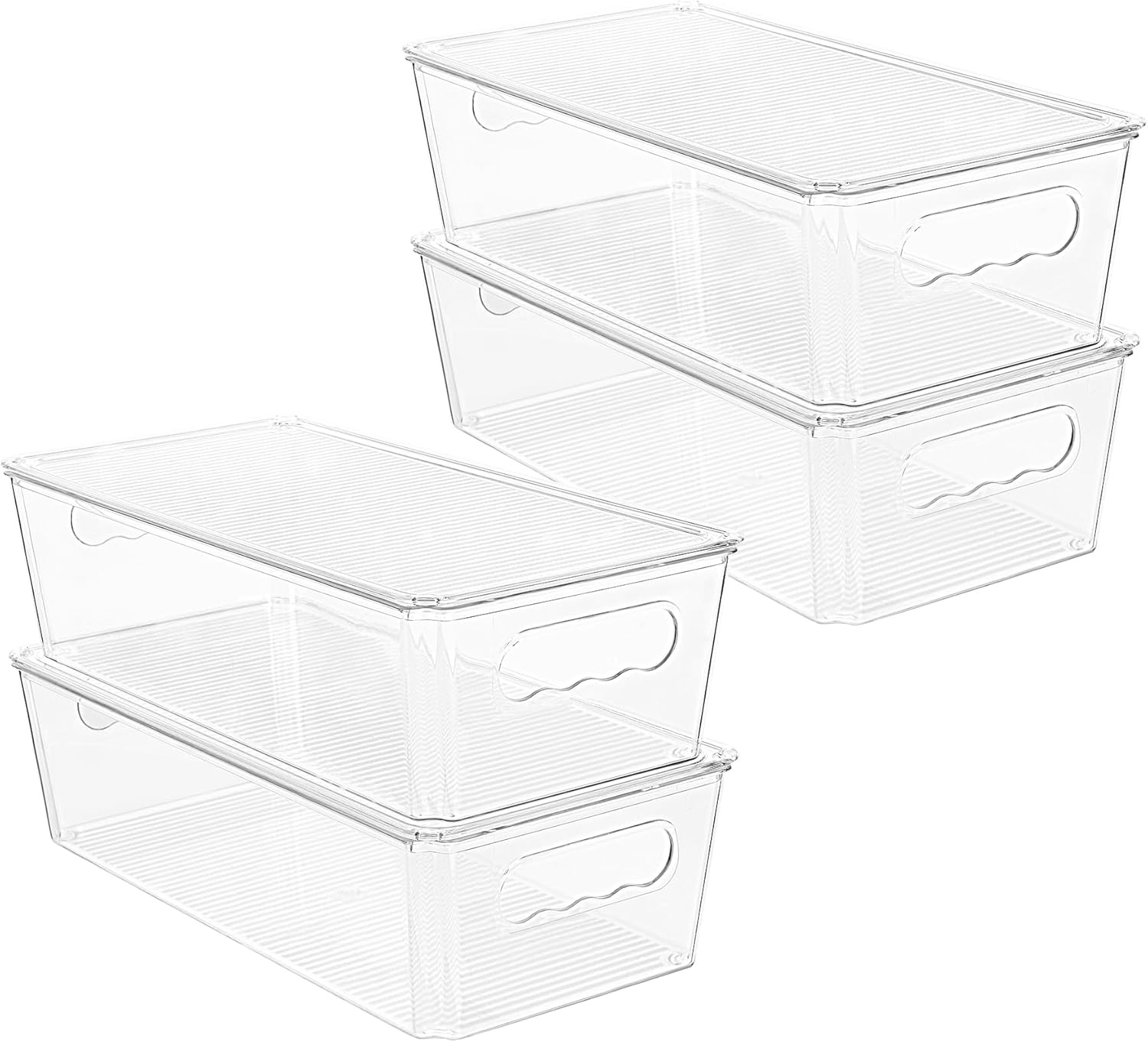Vtopmart 8pcs Clear Organizers and Storage Bins with Lids, Stackable Plastic - View 3