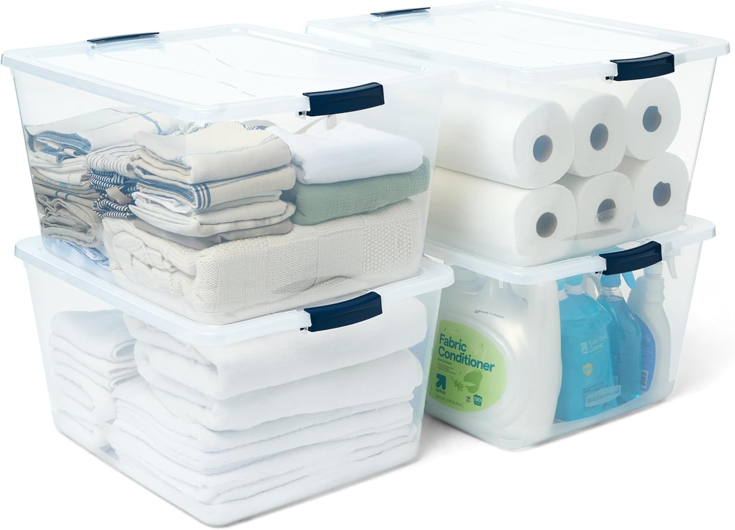 Rubbermaid Cleverstore 71 Qt Clear Storage Bins with Lids, 4-Pack, Stackable, - View 3
