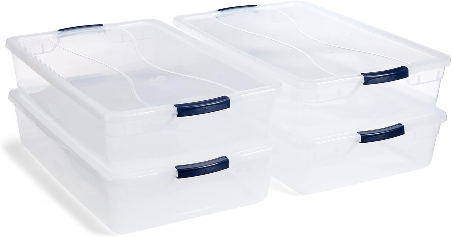 Rubbermaid Cleverstore 71 Qt Clear Storage Bins with Lids, 4-Pack, Stackable, - View 4