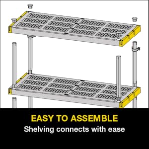 CX Black & Yellow 4-Tier Heavy Duty Storage Shelves and 8 Heavy Duty Storage Bins with Lids, 4 Shelves that Support up to 200lbs/shelf + 27 Gallon Containers (8-Pack), Organization and Storage detail 3